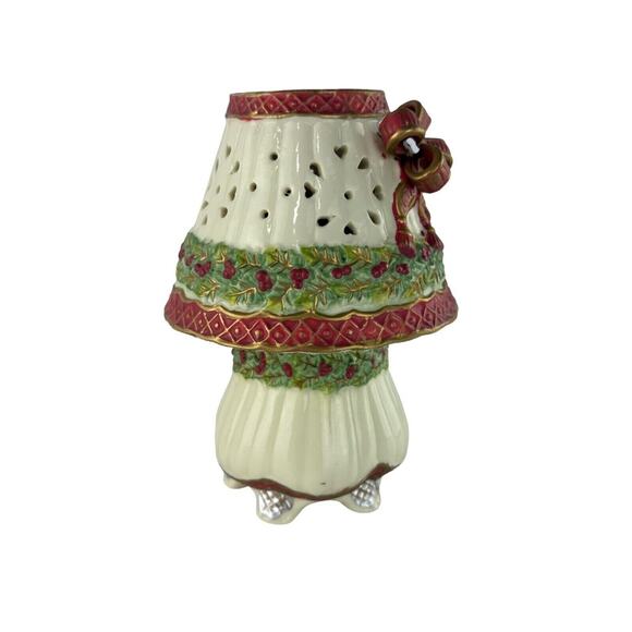 Tea Light Candle Holder Ribbon Lamp Porcelain Holiday Style Home Decor - Picture 3 of 8